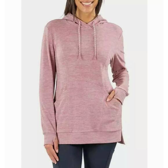 Spyder Fleece Pullover Hoodie Tunic Top Womens Sz XL Pink Active Jacket Pockets - Picture 6 of 12